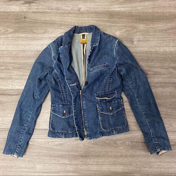 Anthropologie Louie Denim Jean Jacket Blazer 0 - Picture 1 of 9
